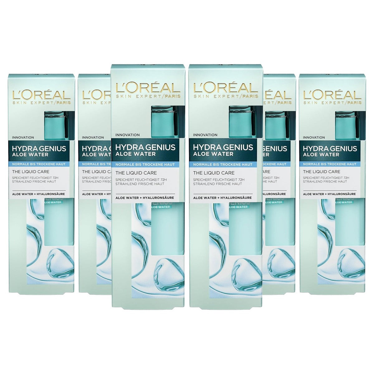 L'Oréal Paris Hydra Genius Aloë Water Vochtvloeistof 3 x 70 ml - Voordeelverpakking
