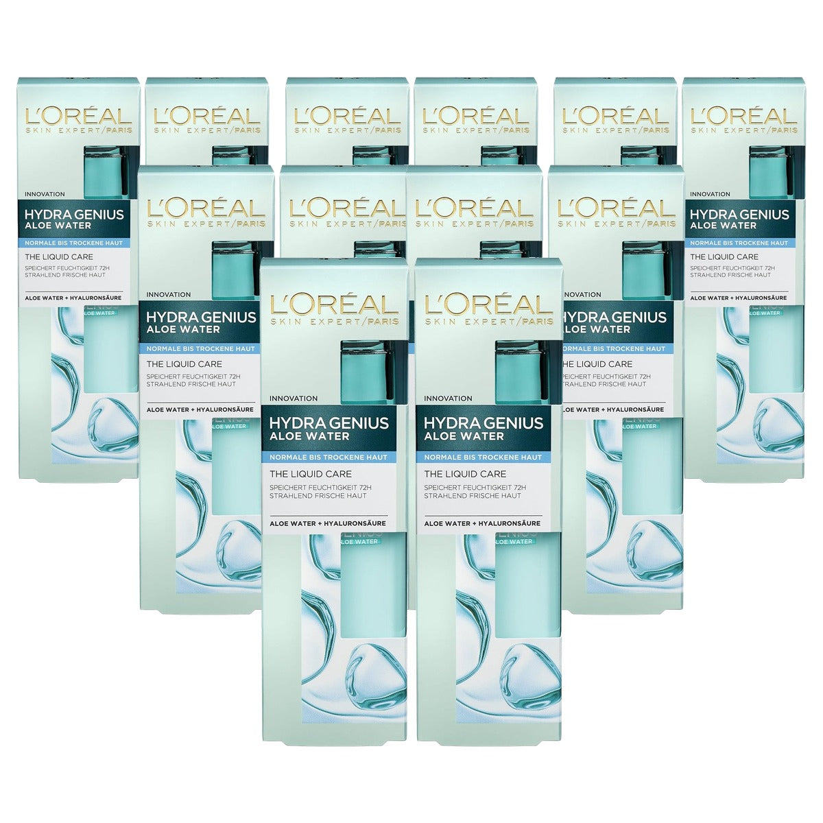 L'Oréal Paris Hydra Genius Aloë Water Vochtvloeistof 6 x 70 ml - Voordeelverpakking