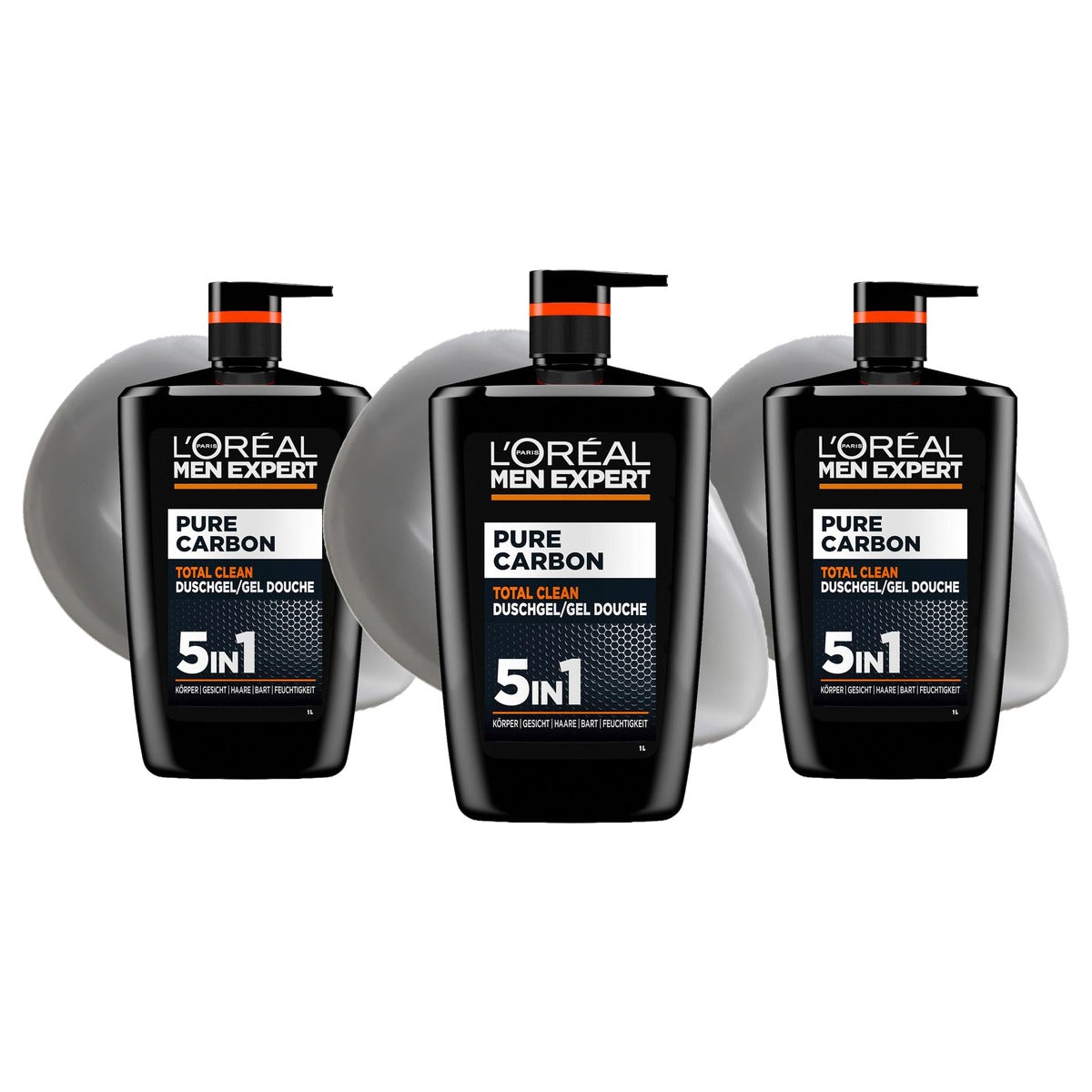 L'Oréal Paris Men Expert Pure Carbon douchegel 3 x 1000 ml - Voordeelverpakking