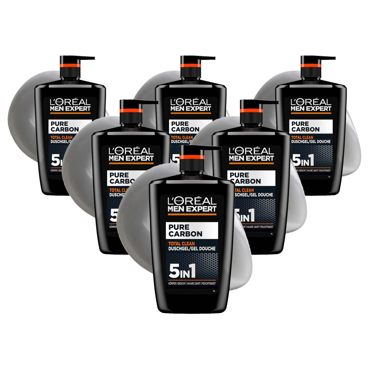 L'Oréal Paris Men Expert Pure Carbon douchegel 6 x 1000 ml - Voordeelverpakking