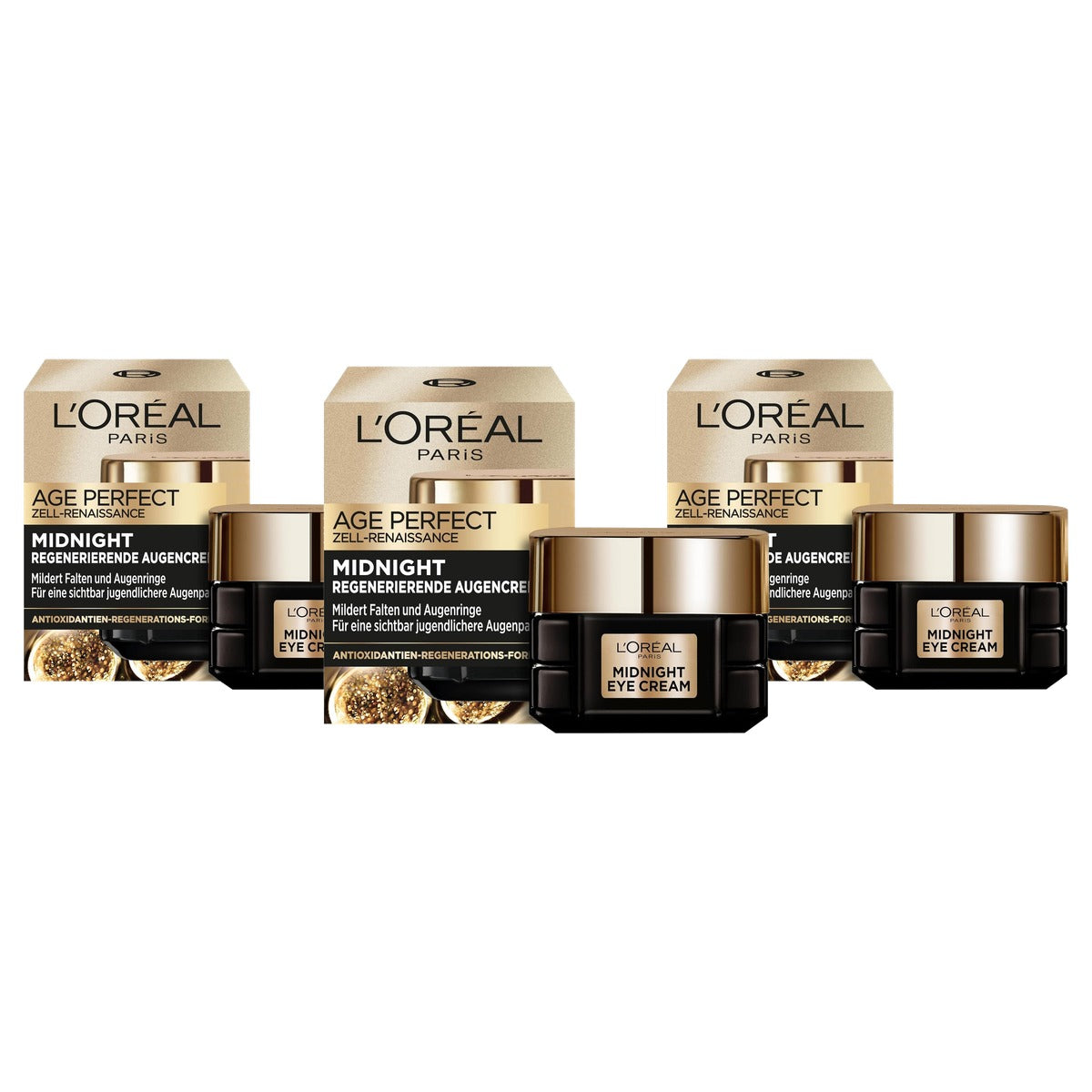 L'Oréal Paris Midnight oogcrème Age Perfect 3 x 15 ml - Voordeelverpakking