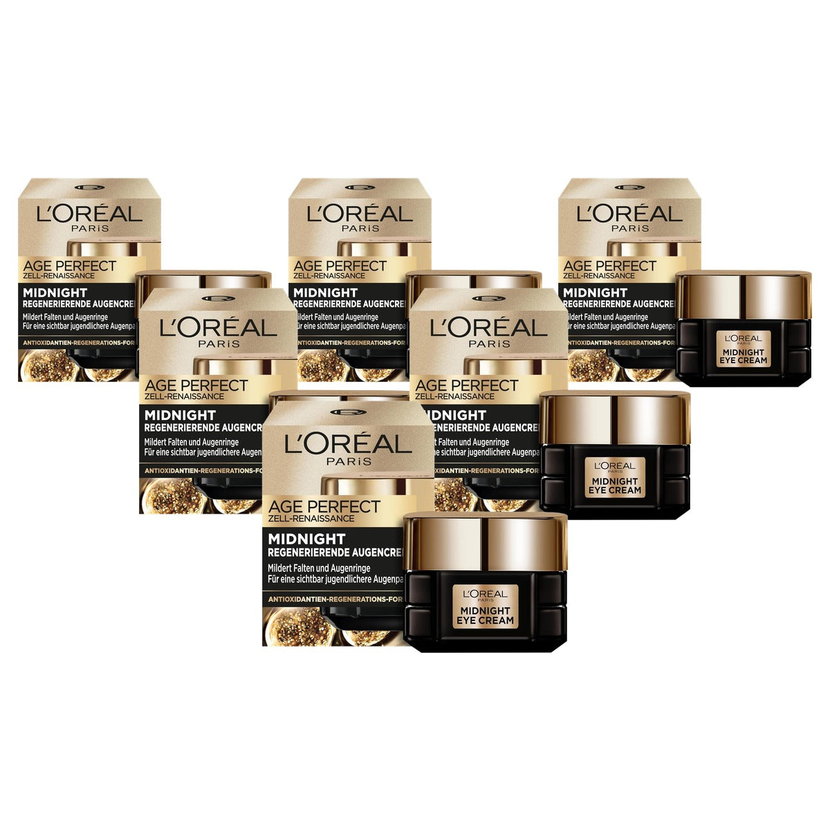 L'Oréal Paris Midnight oogcrème Age Perfect 6 x 15 ml - Voordeelverpakking