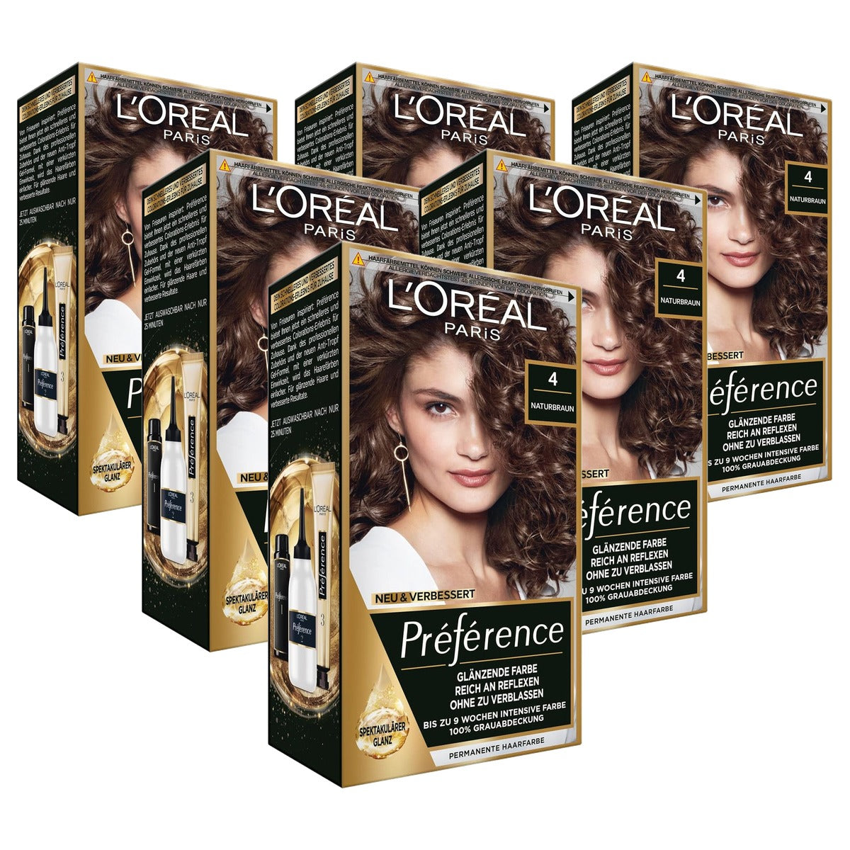 L'Oréal Paris Préférence Haarverf 4 Tahiti Natuurbruin 3x - 6-pack