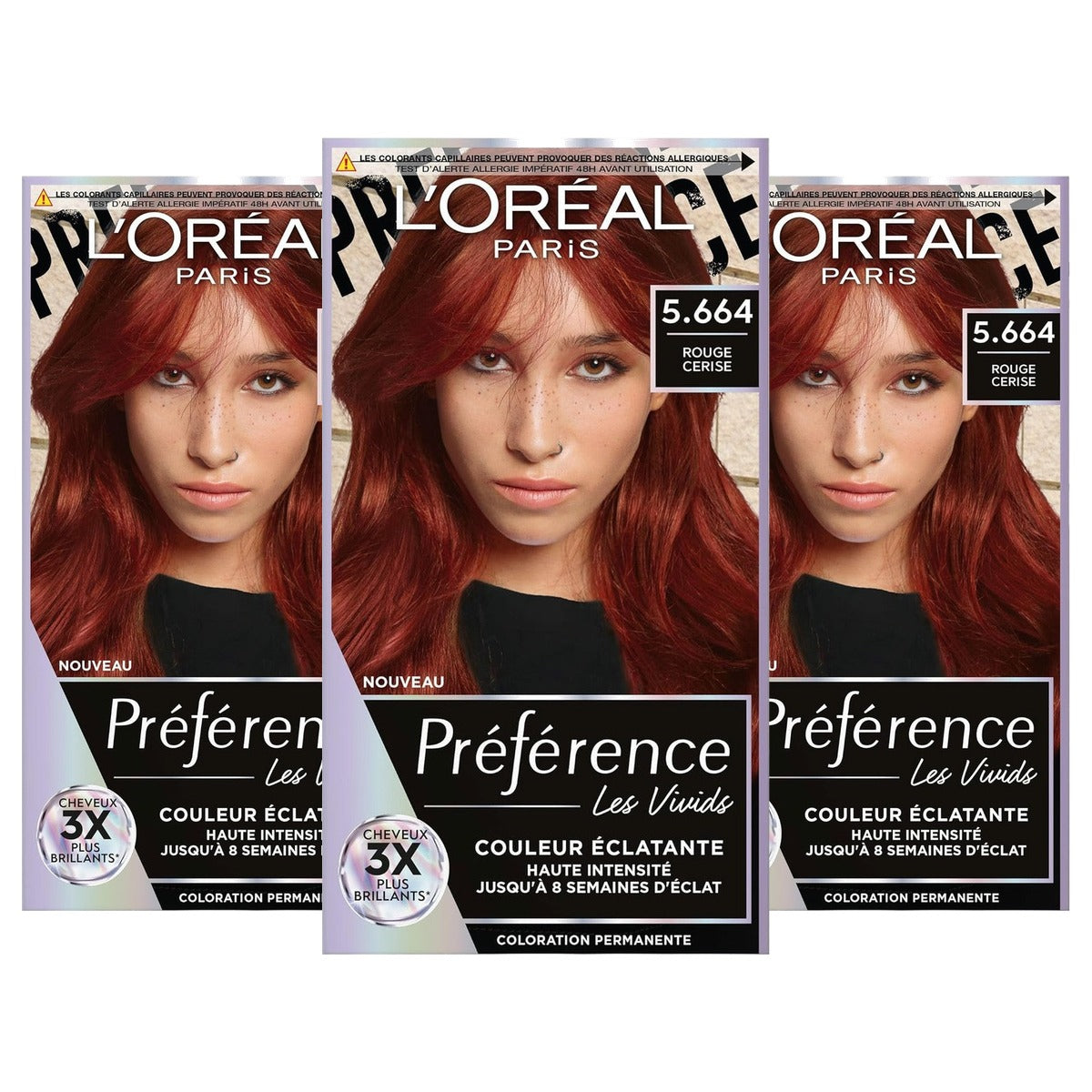 L'Oréal Paris Préférence Les Vivids 5.664 kersenrood - 3-pack