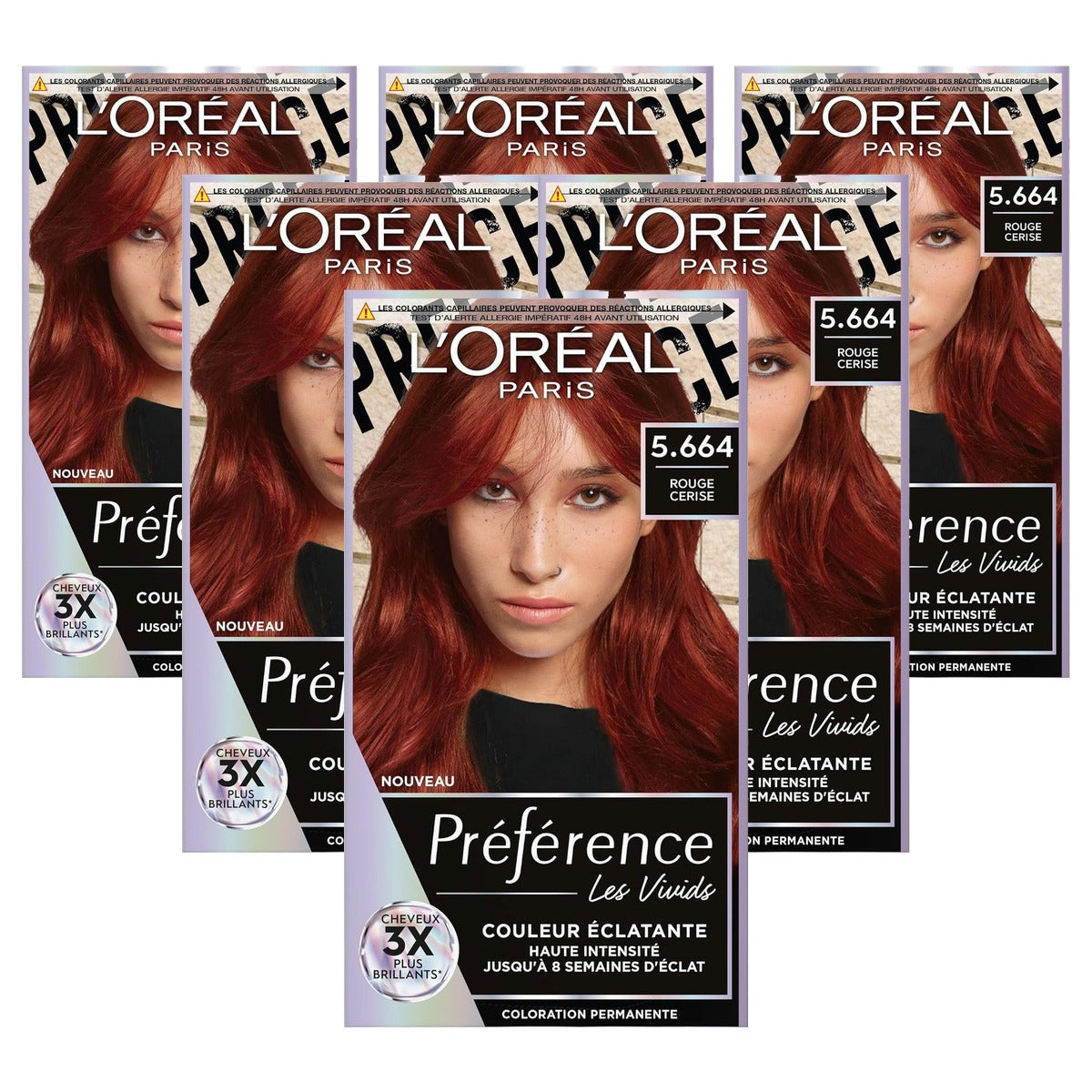 L'Oréal Paris Préférence Les Vivids 5.664 kersenrood - 6-pack