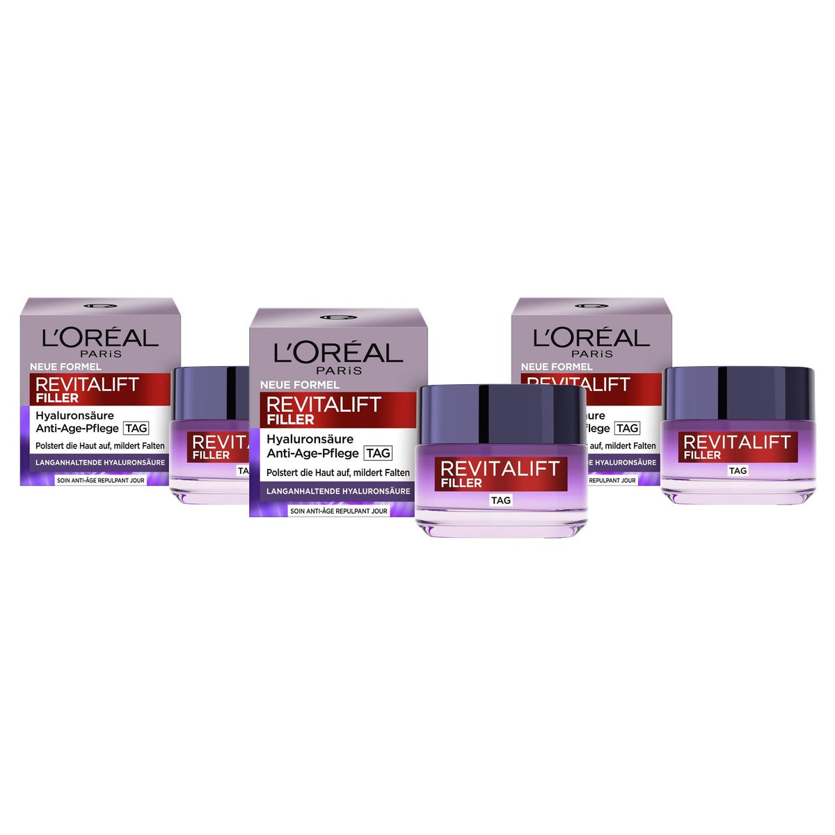 L'Oréal Paris Revitalift Filler Anti Age dagcrème 3 x 50 ml - Voordeelverpakking