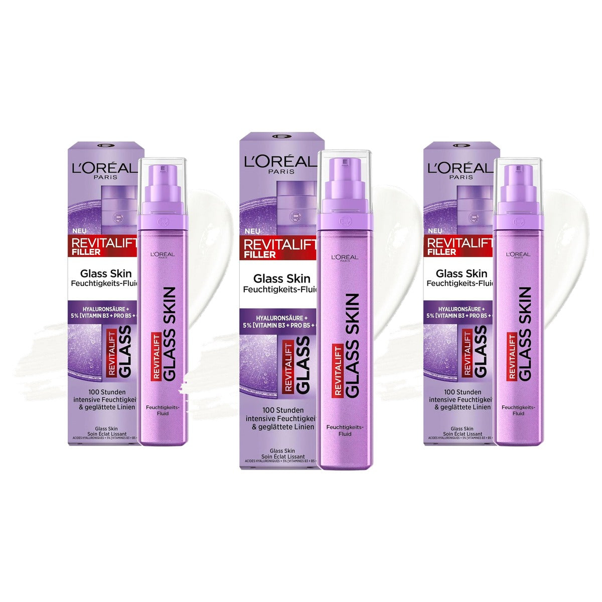 L'Oreal Paris Revitalift Filler Glass Skin Fluid 3 x 50 ml - Voordeelverpakking