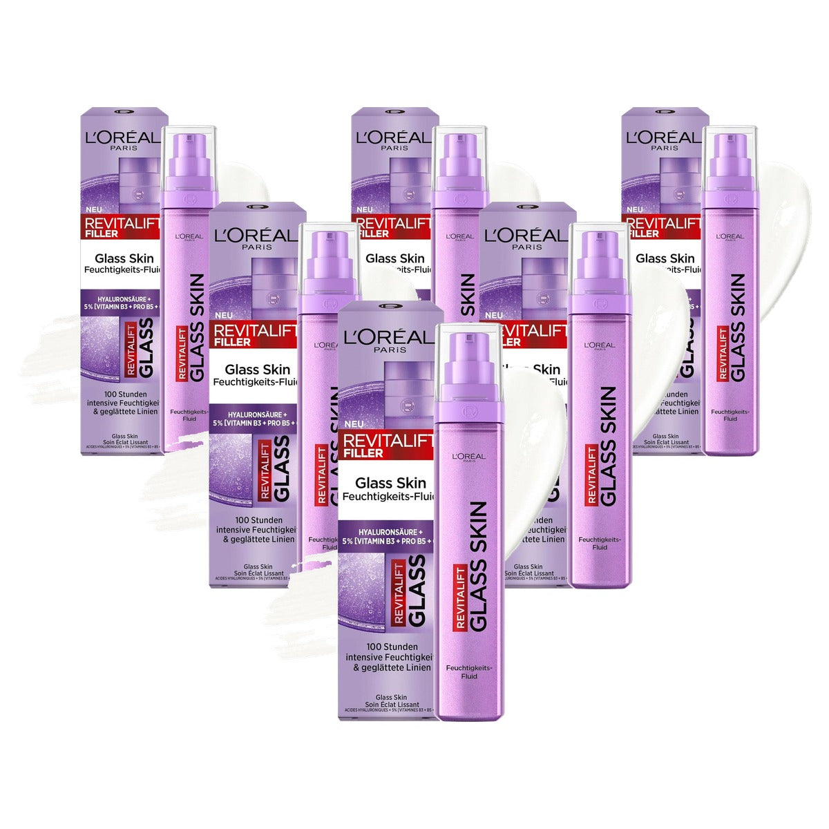 L'Oreal Paris Revitalift Filler Glass Skin Fluid 6 x 50 ml - Voordeelverpakking