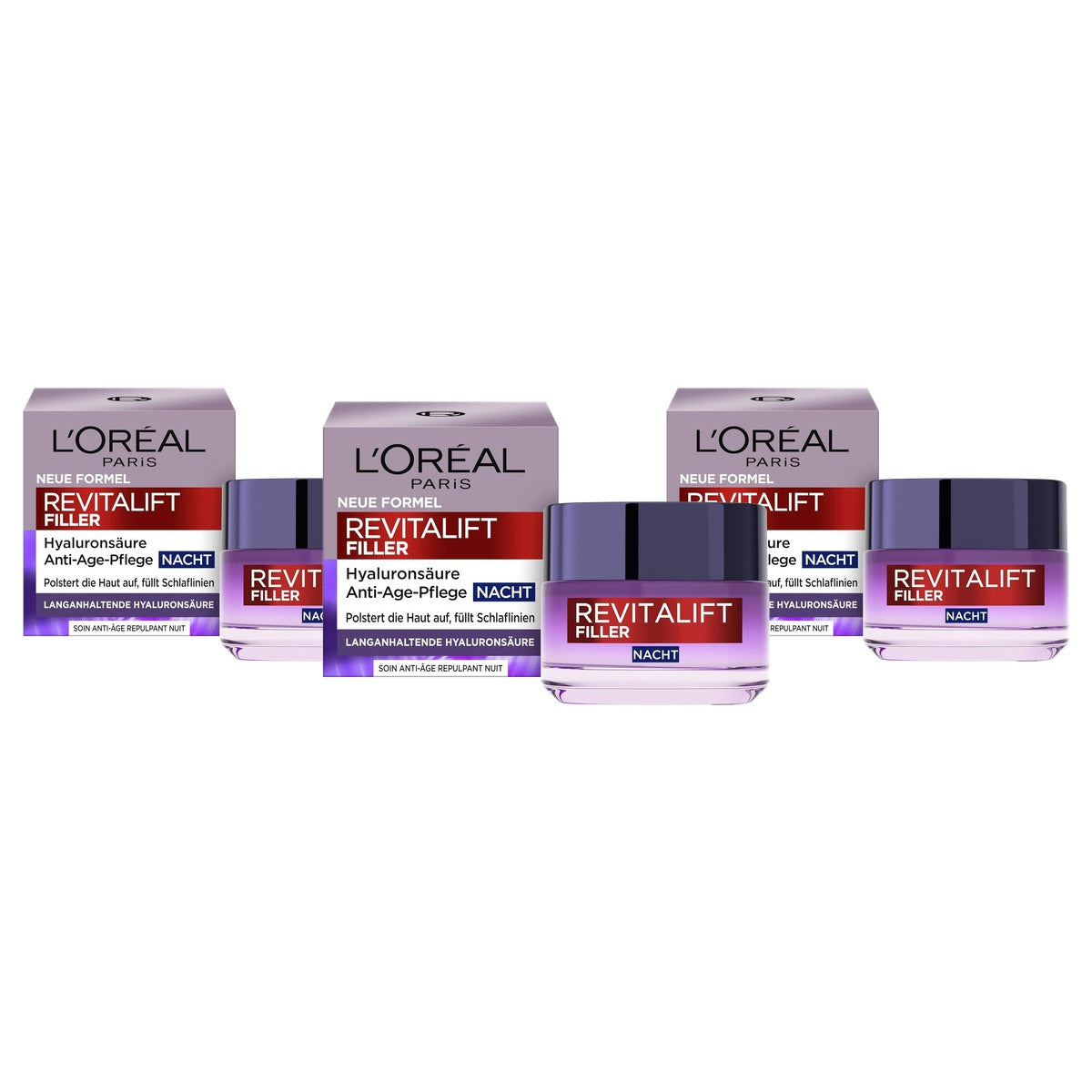 L'Oréal Paris Revitalift Filler Nachtcrème 3 x 50 ml - Voordeelverpakking