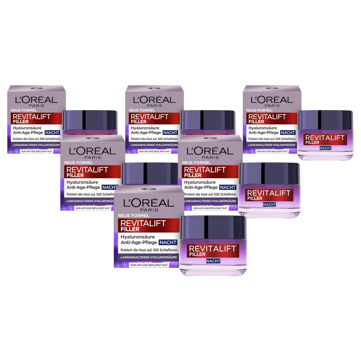 L'Oréal Paris Revitalift Filler Nachtcrème 6 x 50 ml - Voordeelverpakking