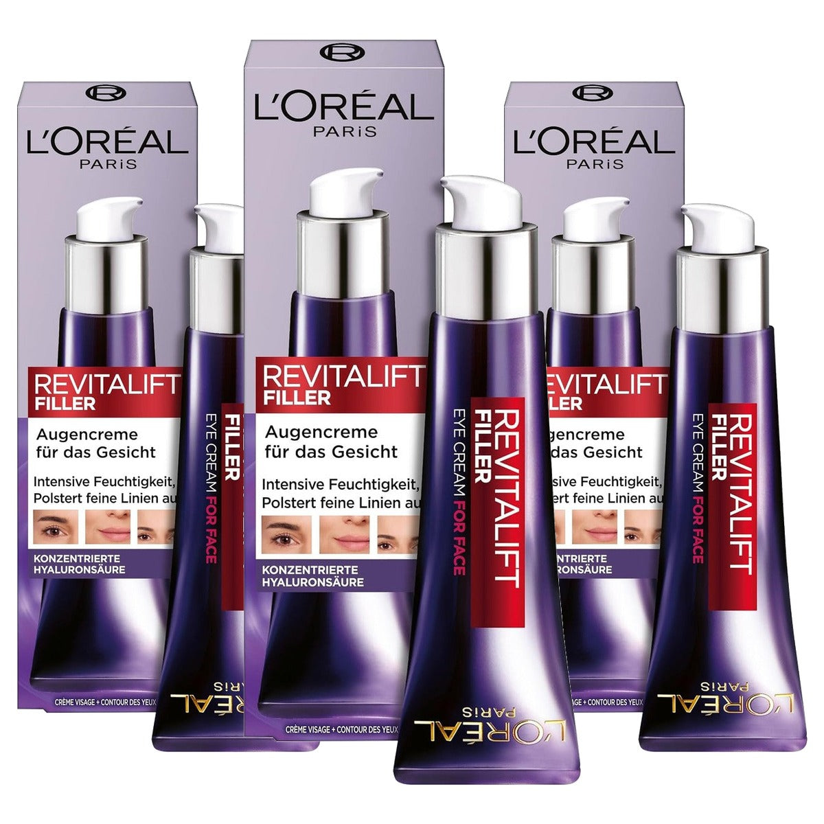 L'Oreal Paris Revitalift Filler Oogverzorging 3 x 30 ml - Voordeelverpakking