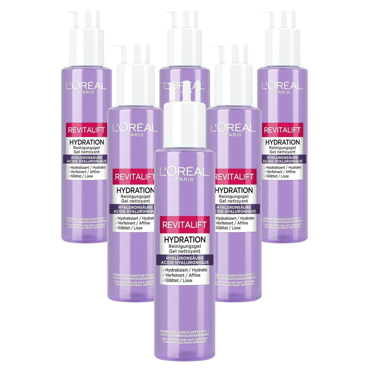 L'Oréal Paris Revitalift Hydration Cleansing Gel 6 x 150 ml - Voordeelverpakking