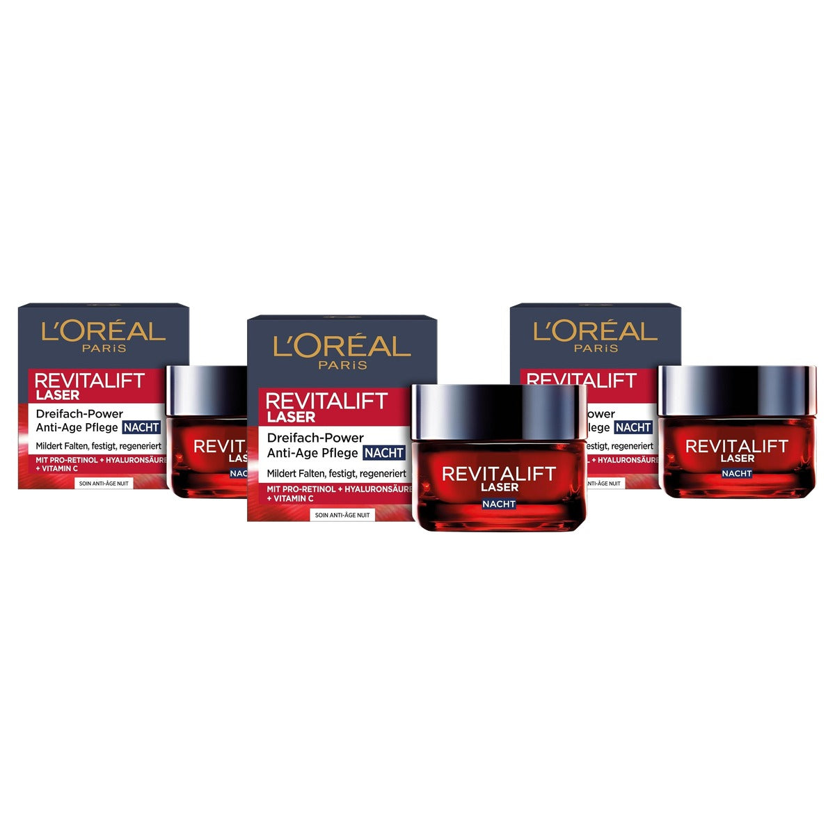 L'Oréal Paris Revitalift Laser anti-aging nachtcrème 3 x 50 ml - Voordeelverpakking