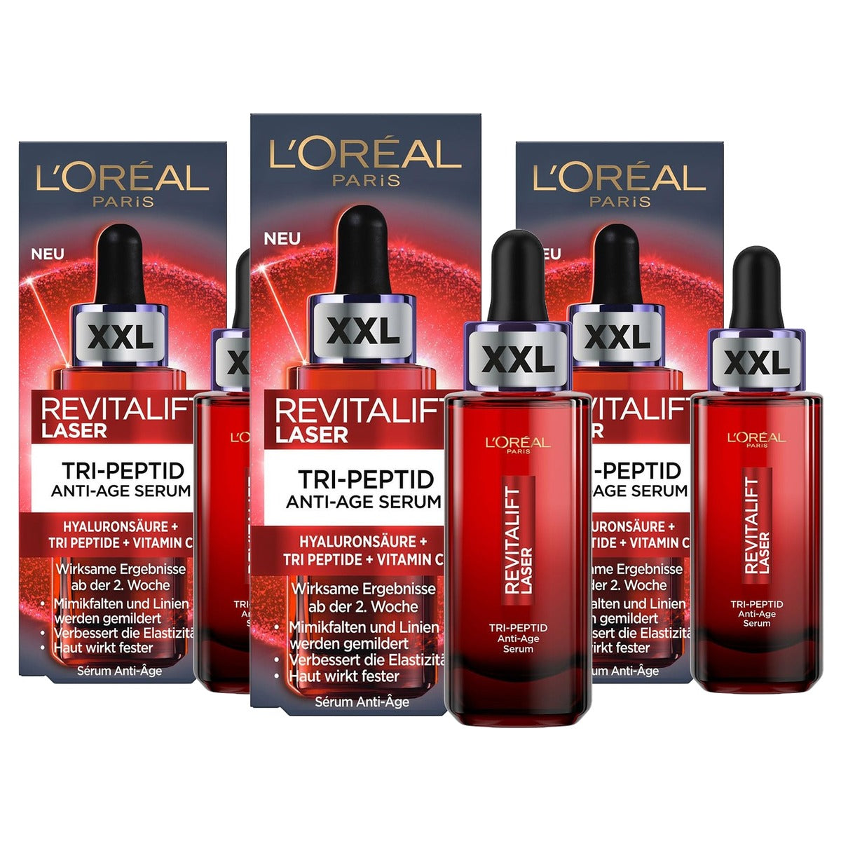L'Oréal Paris Revitalift Laser XL Tri-Peptide Serum 3 x 50 ml - Voordeelverpakking