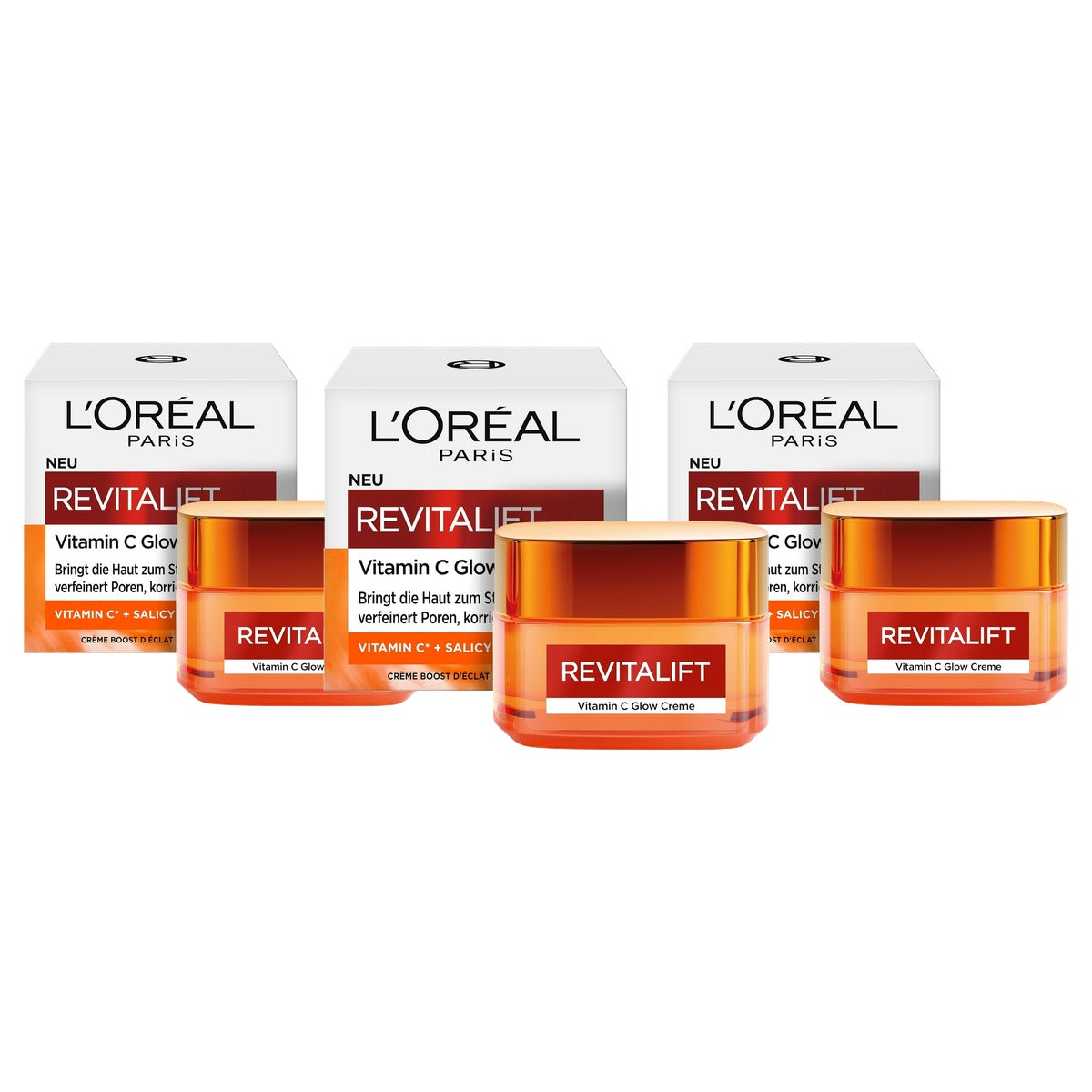 L'Oréal Paris Revitalift Vitamine C Glow Cream 3 x 50 ml - Voordeelverpakking