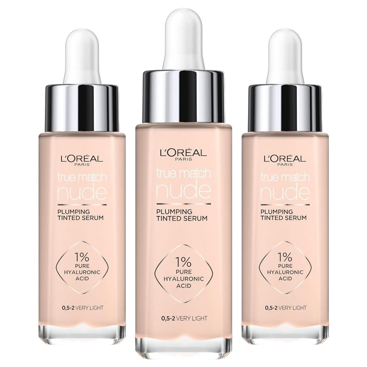 L'Oreal Paris True Match Nude Plumping Tinted Serum Very Light 0.5-2 - 3-pack