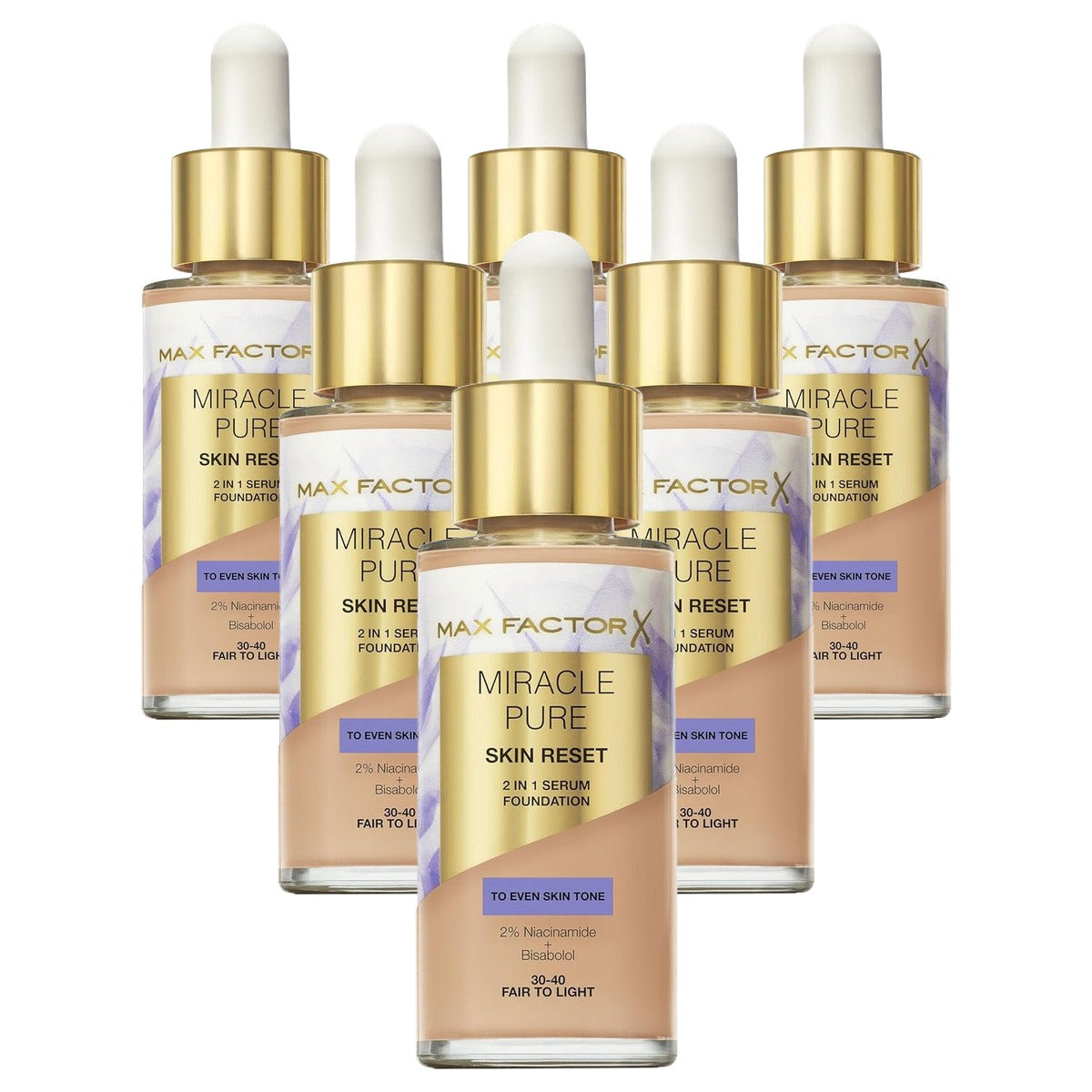 Max Factor Miracle Pure Skin Reset Foundation 30-40 Fair to Light 6 stuks