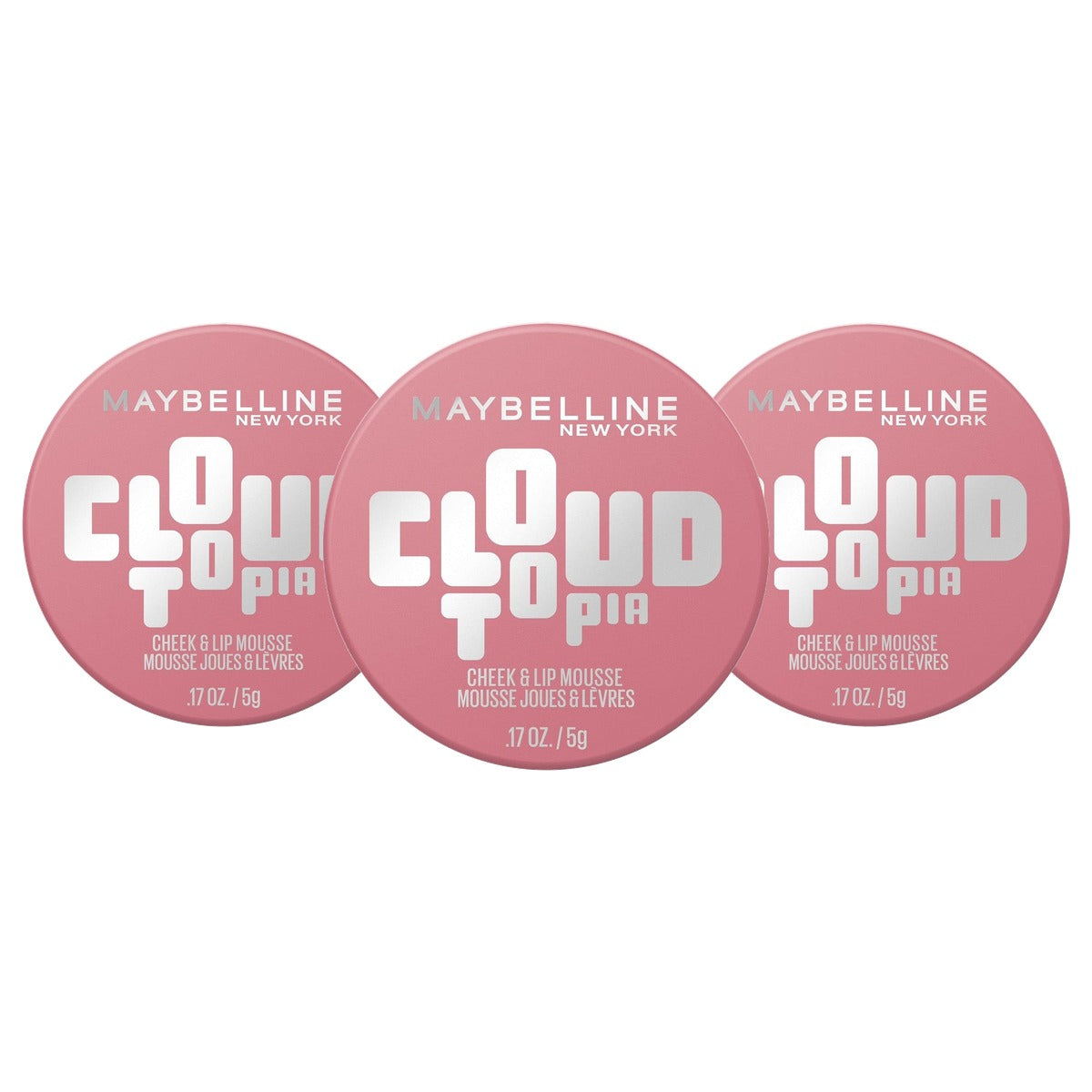 MAYBELLINE Cloudtopia Wang- en lipmousse 08 Enchanted Mauve 5 g - 3 stuks
