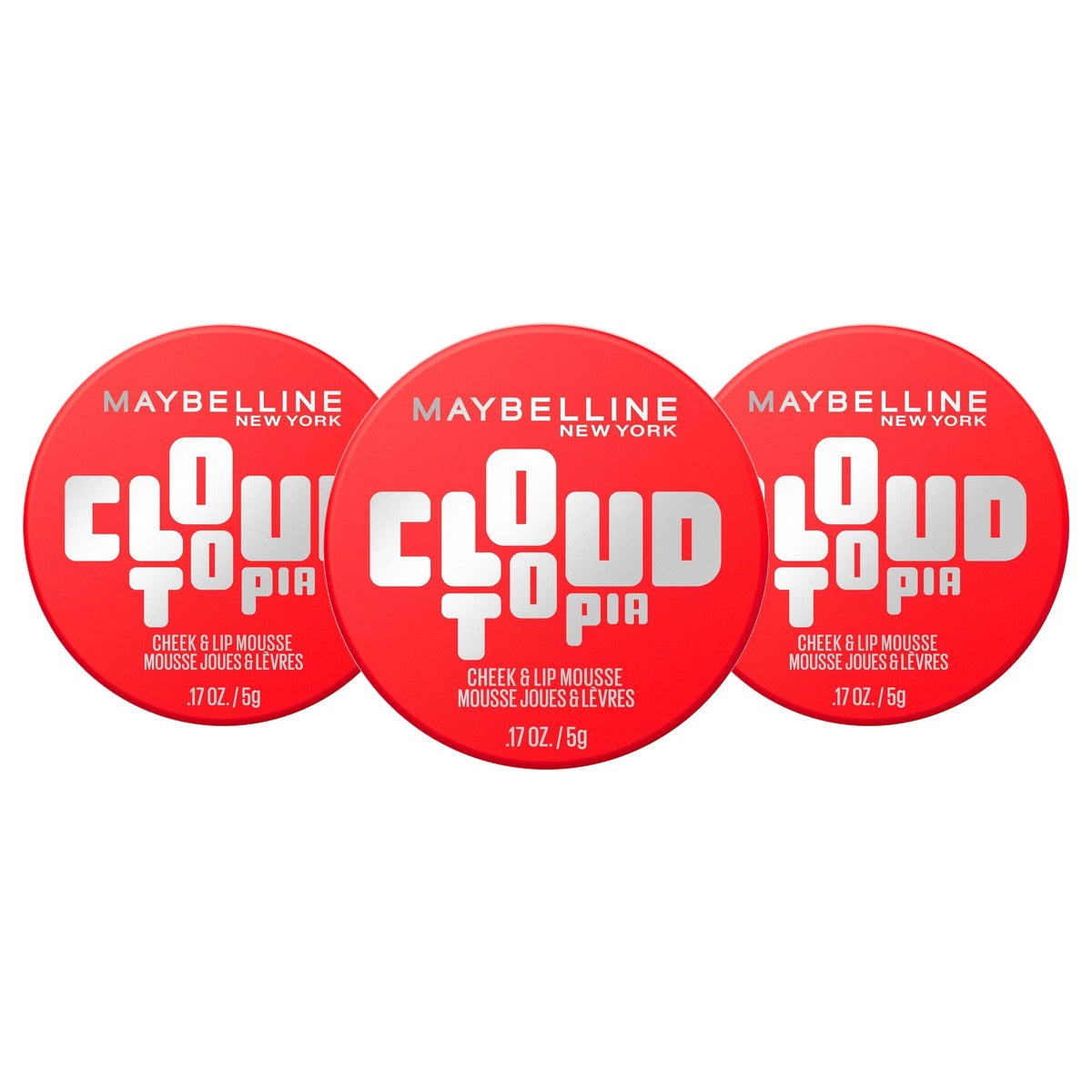 MAYBELLINE Cloudtopia wang- en lipmousse 03 Divine Crimson 5 g - 3 stuks