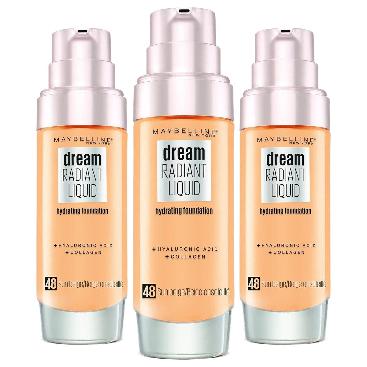 MAYBELLINE Dream Radiant Liquid Make-up 48 Sun Beige 30 ml - 3 stuks