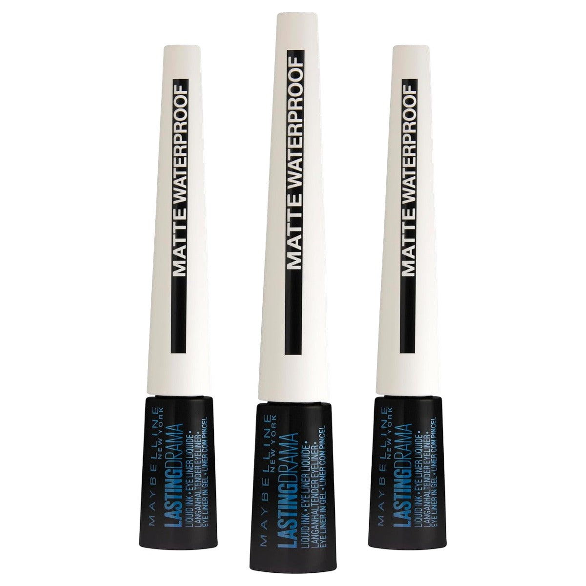 MAYBELLINE Lasting Drama Liquid Ink Matte Eyeliner 12 zwart 2,5 ml - 3 stuks