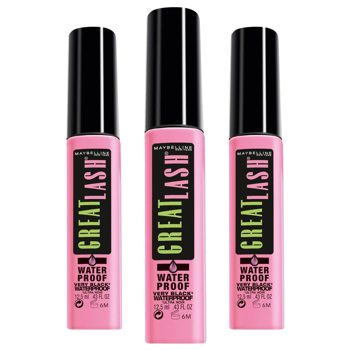 L'Oreal Paris Maybelline New York Great Lash Very Black Waterproof 12,5 ml - 3 stuks