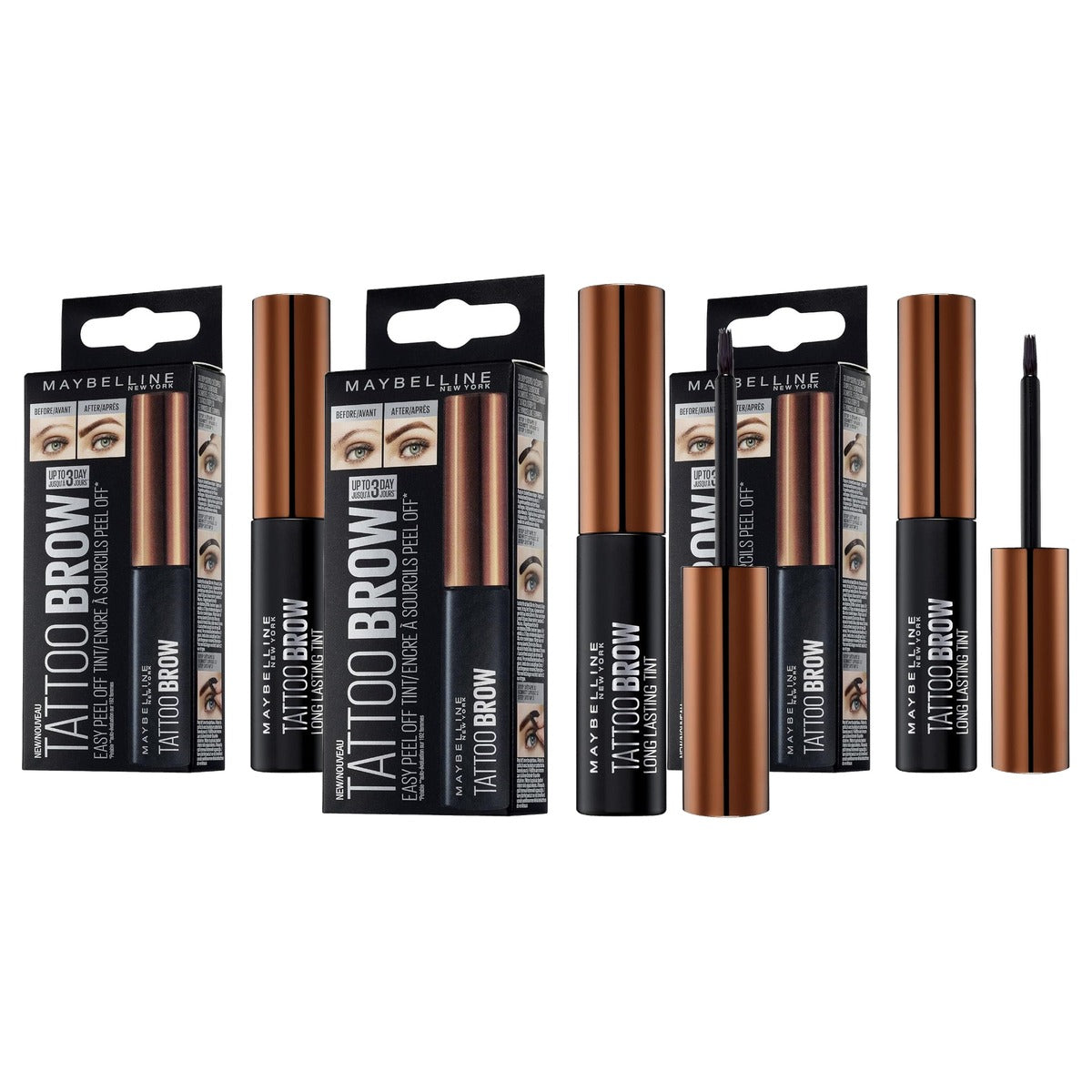 MAYBELLINE Tattoo Brow Gel Tint nr. 1 Light Brown 5 ml - 3 stuks