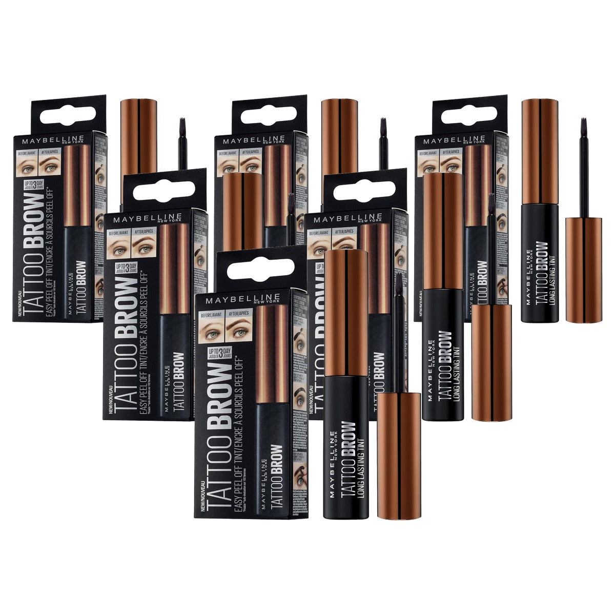 MAYBELLINE Tattoo Brow Gel Tint nr. 1 Light Brown 5 ml - 6 stuks