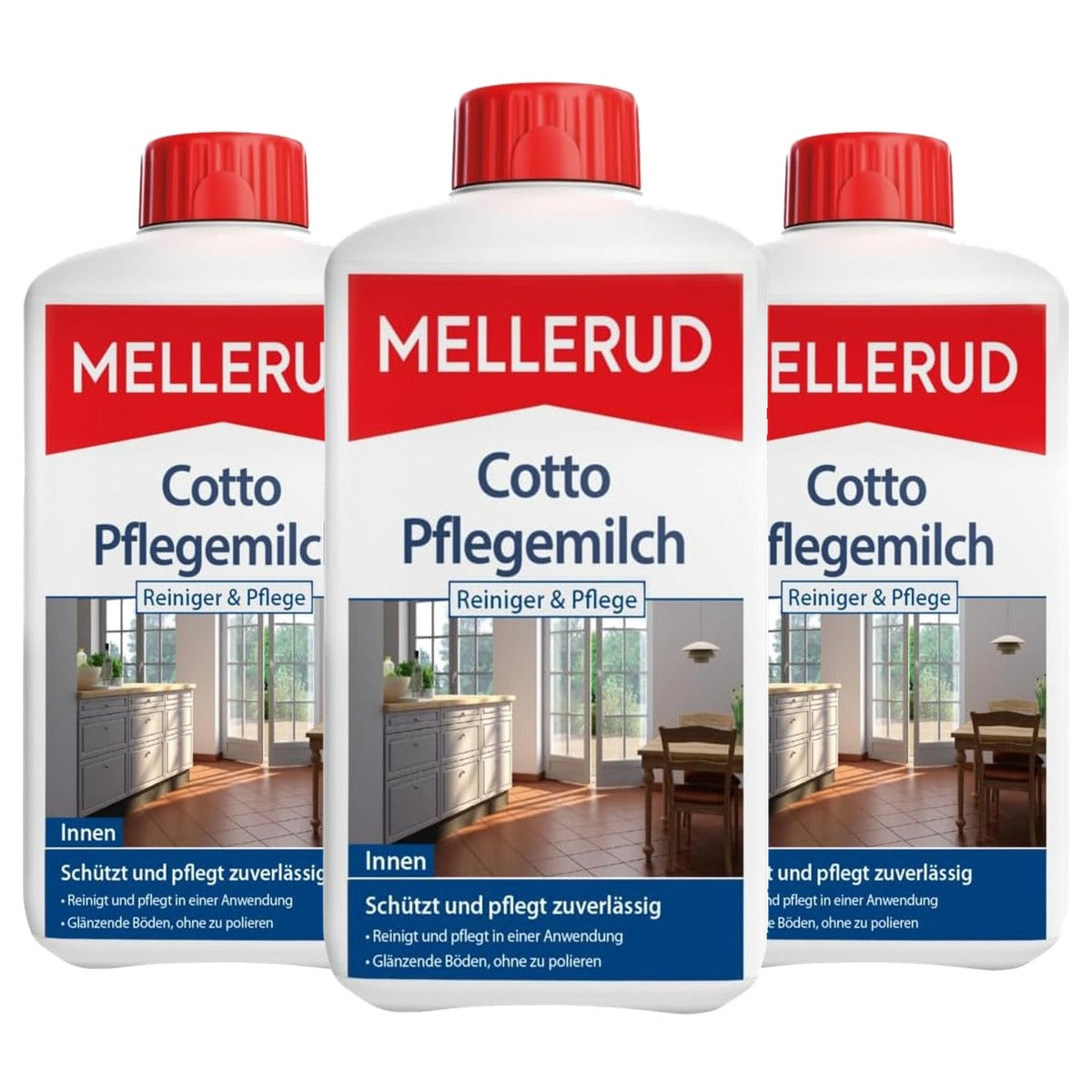 Mellerud Cotto verzorgende melk reiniger & verzorging 3 x 1 l - Voordeelverpakking