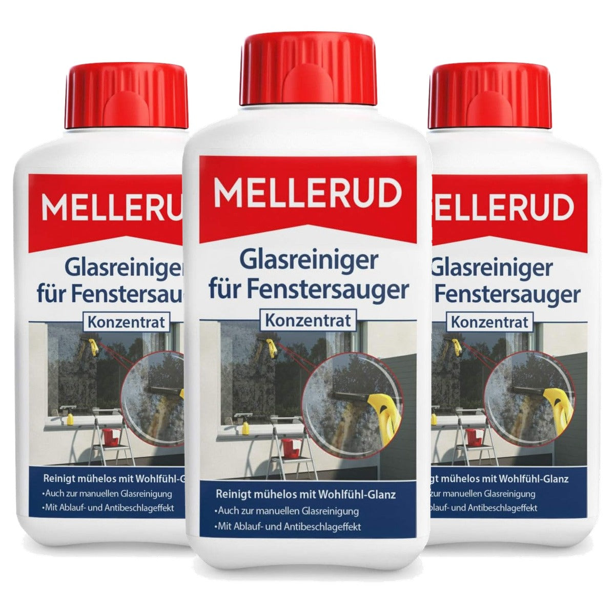 Mellerud Glasreiniger voor raamzuiger concentraat 3 x 0,5 l - Voordeelverpakking