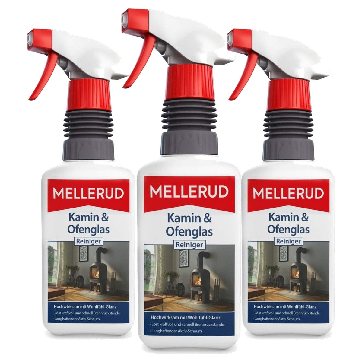 Mellerud Haard- en ovenglas-reiniger 3 x 0,5 liter - Voordeelverpakking