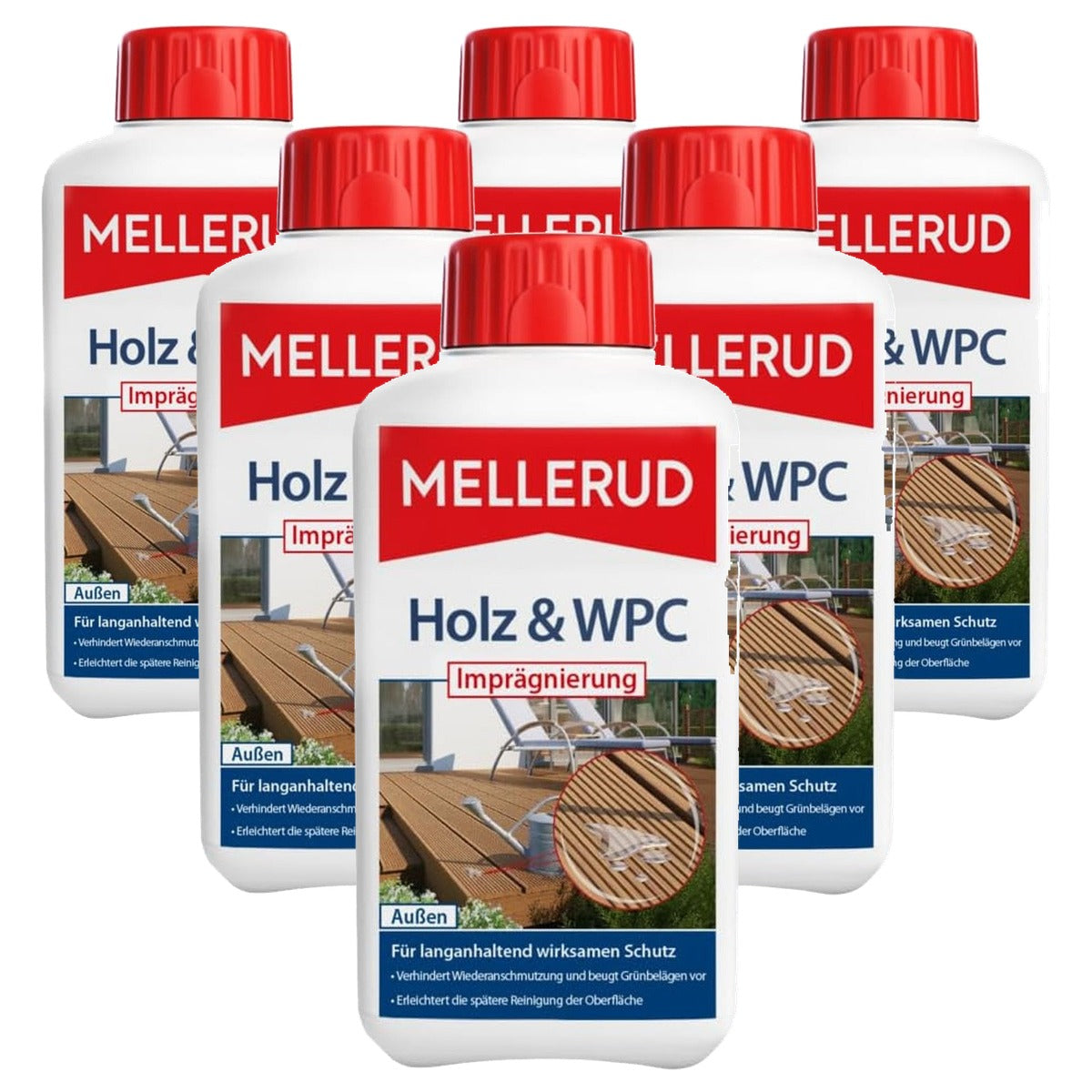 Mellerud Hout & WPC impregnering 6 x 0,5 l - Voordeelverpakking