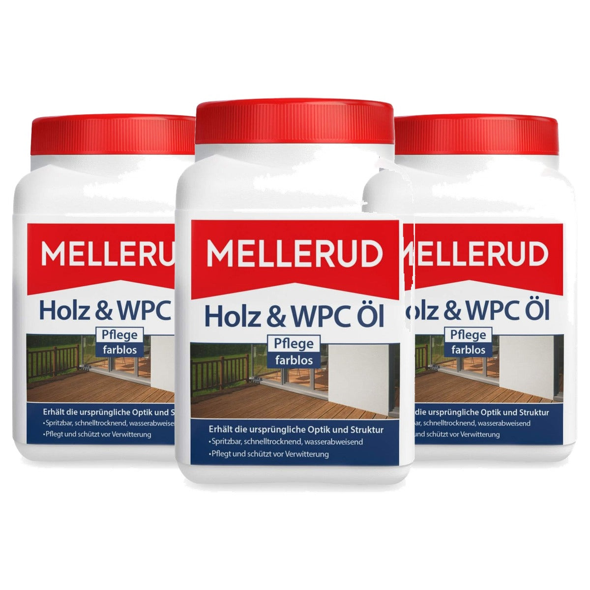 Mellerud Hout & WPC olie verzorging kleurloos 3 x 0,75 l - Voordeelverpakking