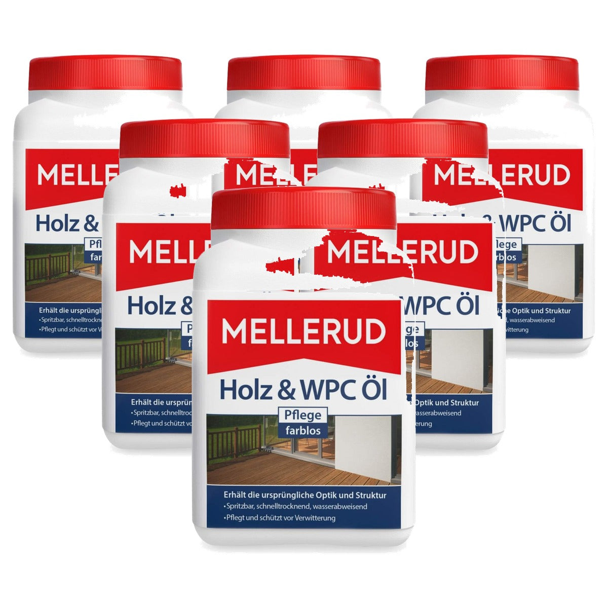 Mellerud Hout & WPC olie verzorging kleurloos 6 x 0,75 l - Voordeelverpakking