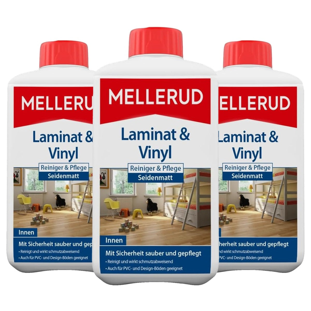 Mellerud Laminaat- & vinylreiniger & verzorging zijdemat 3 x 1 l - Voordeelverpakking