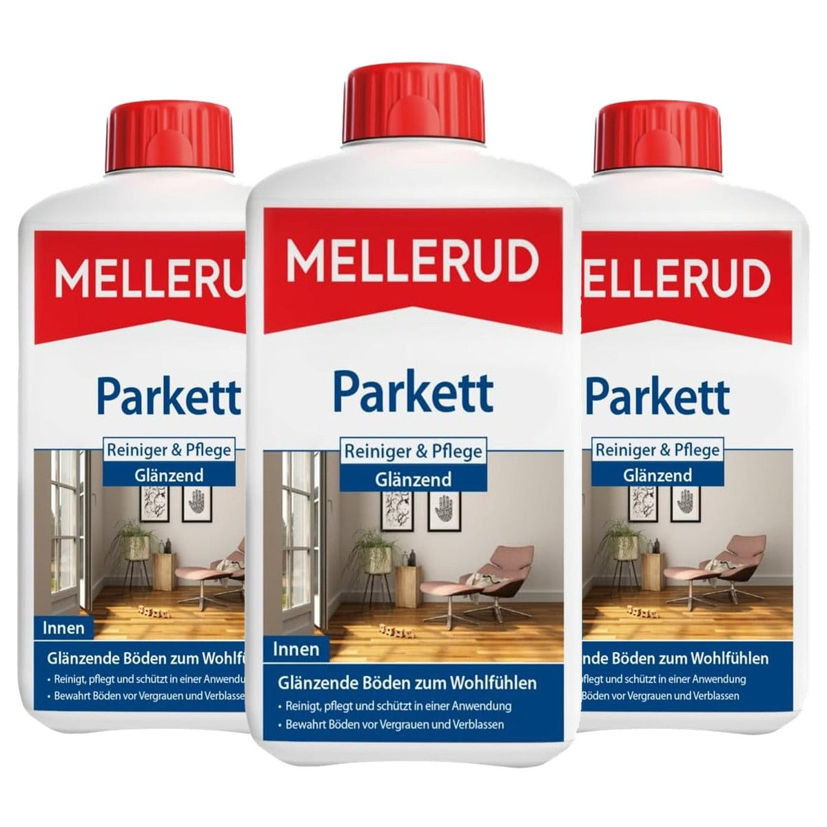 Mellerud Parketreiniger & Verzorging Glanzend 3 x 1 l - Voordeelverpakking