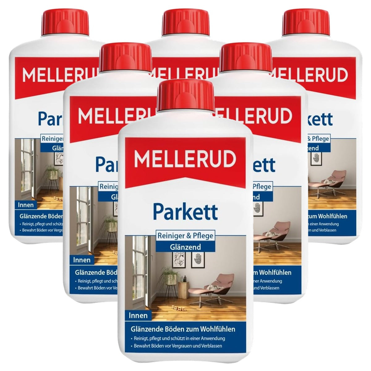 Mellerud Parketreiniger & Verzorging Glanzend 6 x 1 l - Voordeelverpakking