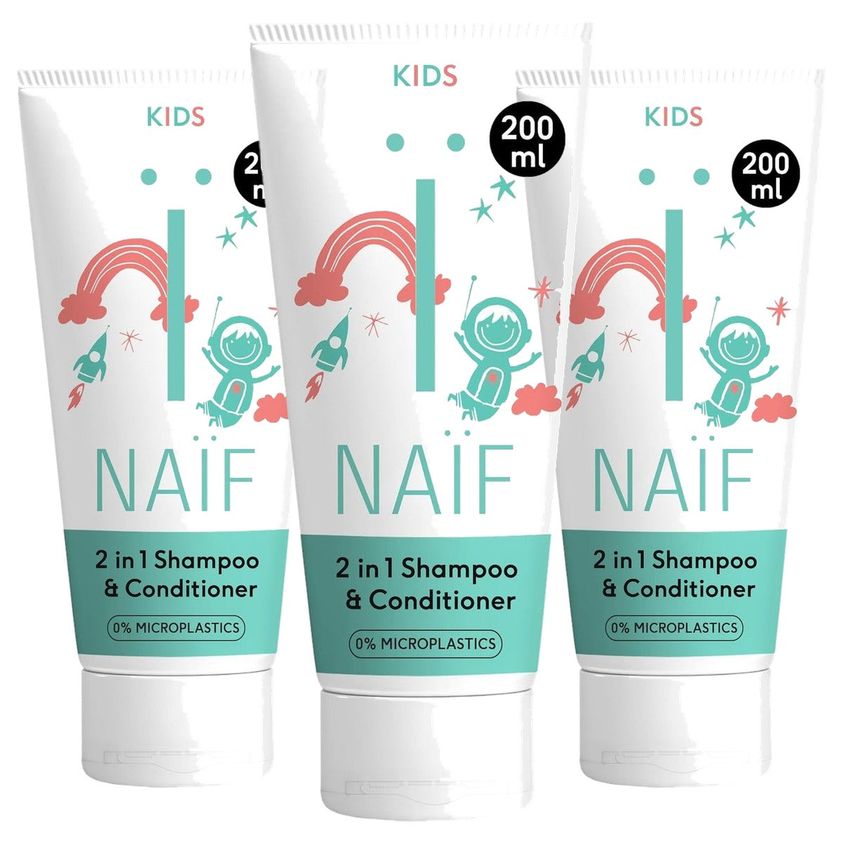 Naïf 2-in-1 kindershampoo & spoeling 3 x 200 ml - Voordeelverpakking