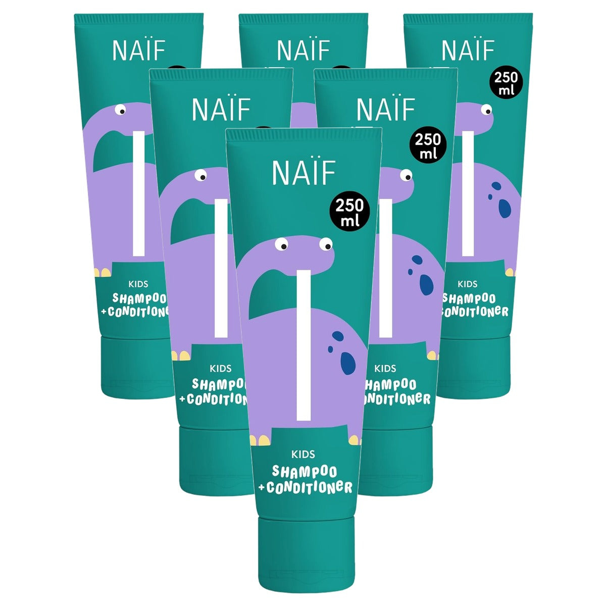 Naïf 2 in 1 shampoo en conditioner voor kinderen 6 x 250 ml - Voordeelverpakking