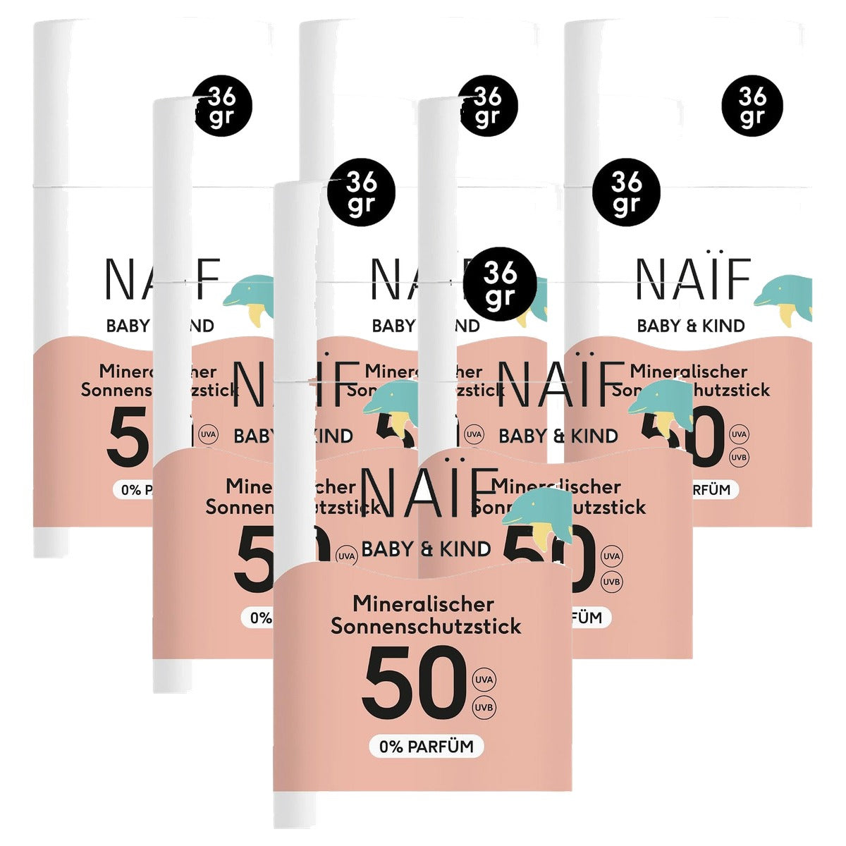 Naïf Minerale Zonnebrandstick SPF 50 Baby & Kind 6 x 36 g - Voordeelverpakking