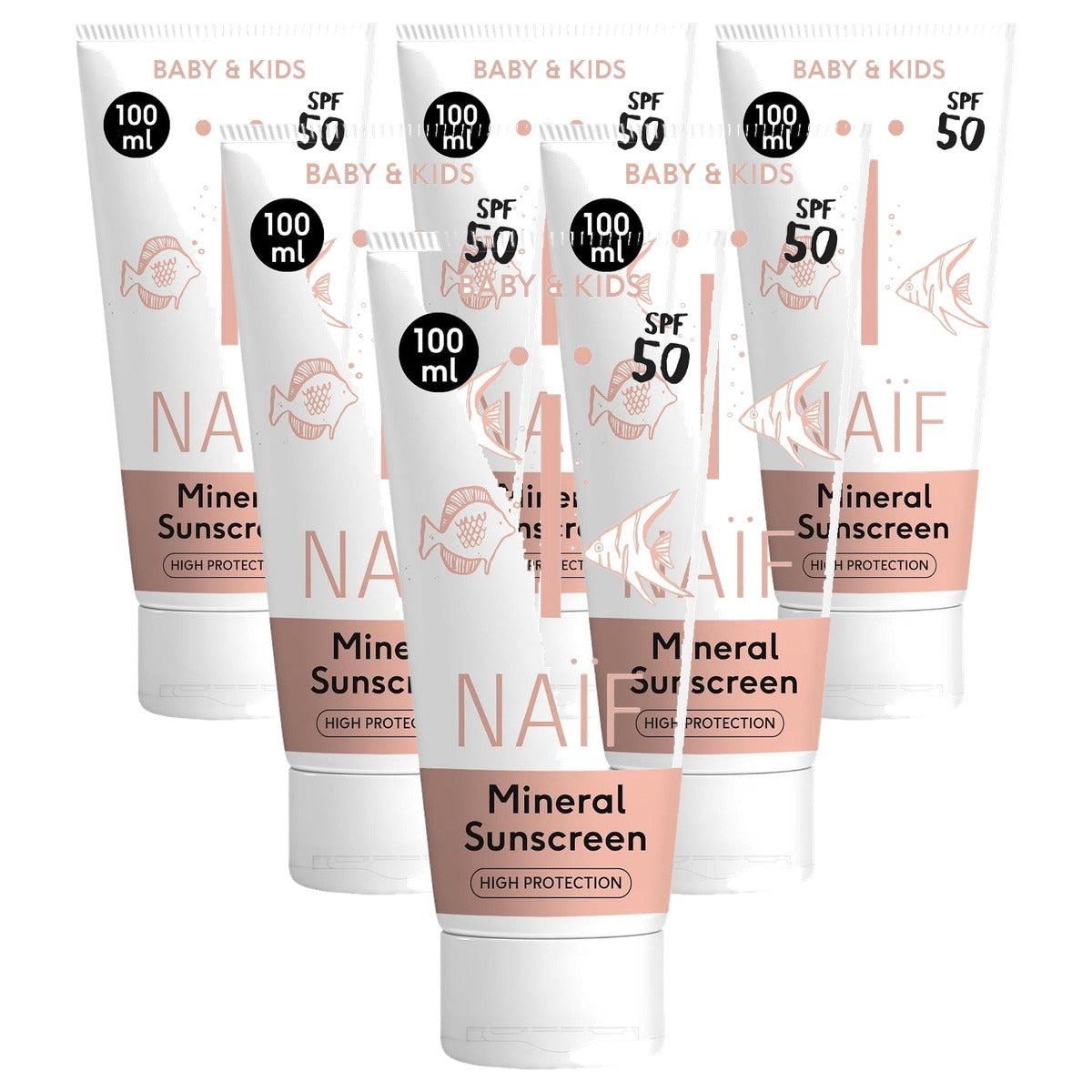 Naïf Minerale Zonnecrème Baby & Kind SPF 50 6 x 100 ml - Voordeelverpakking