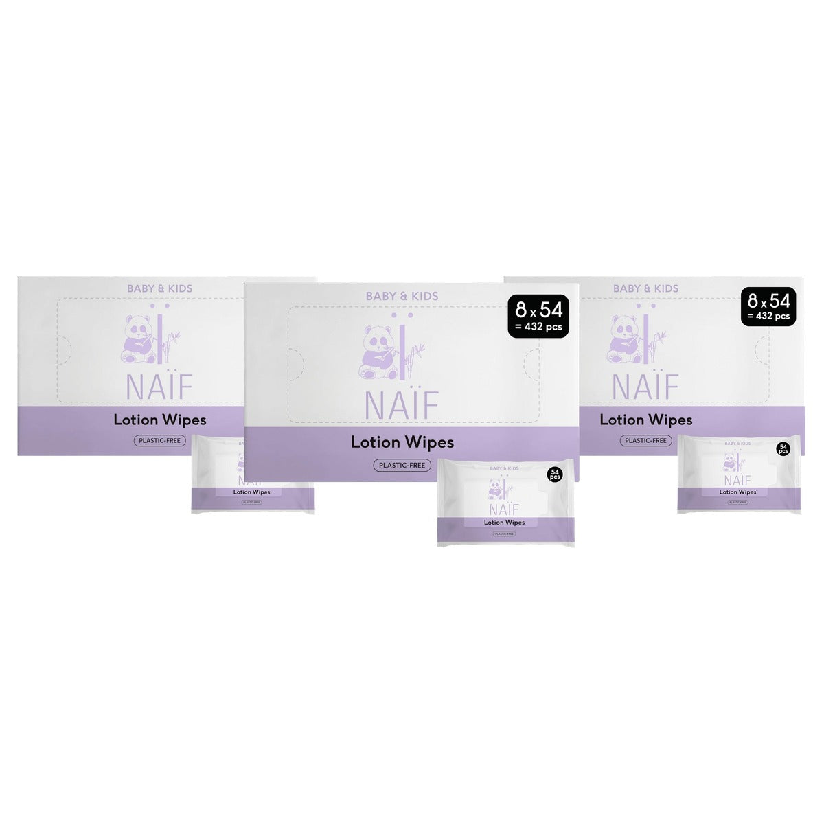Naïf Plasticvrije Lotion Vochtige Doekjes 3 x 432 stuks - Voordeelverpakking