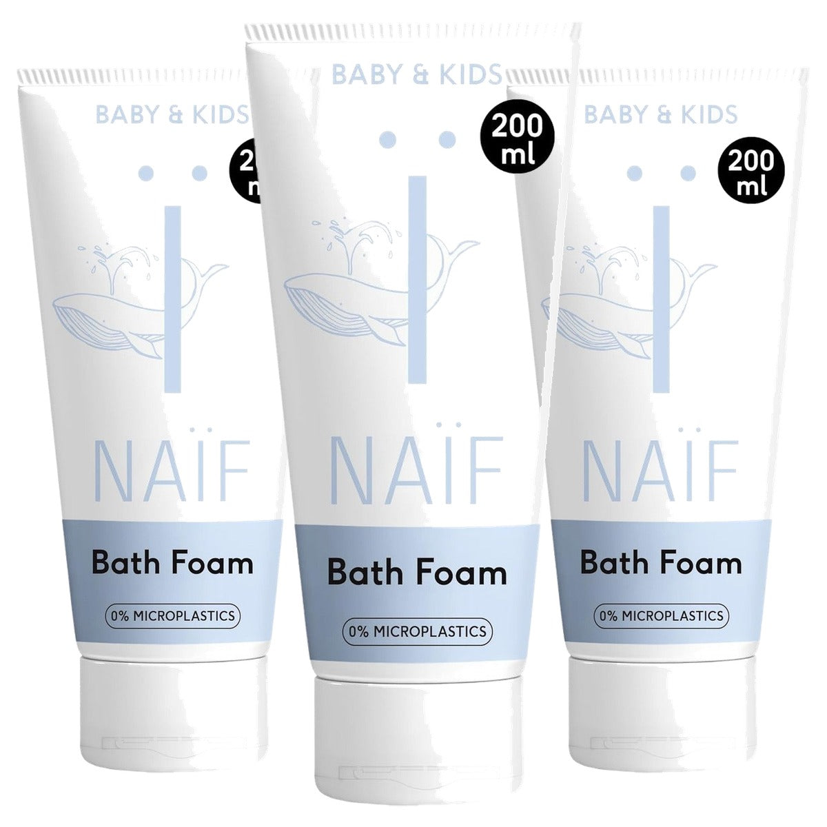 Naïf Verzorgend badschuim met katoenzaadolie 3 x 200 ml - Voordeelverpakking