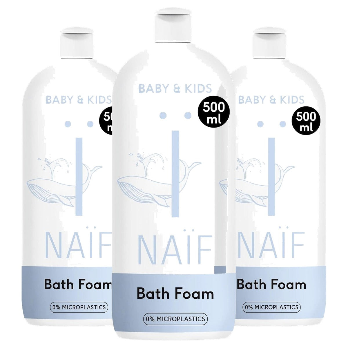 Naïf Verzorgend Badschuim met Katoenzaadolie 3 x 500 ml - Voordeelverpakking