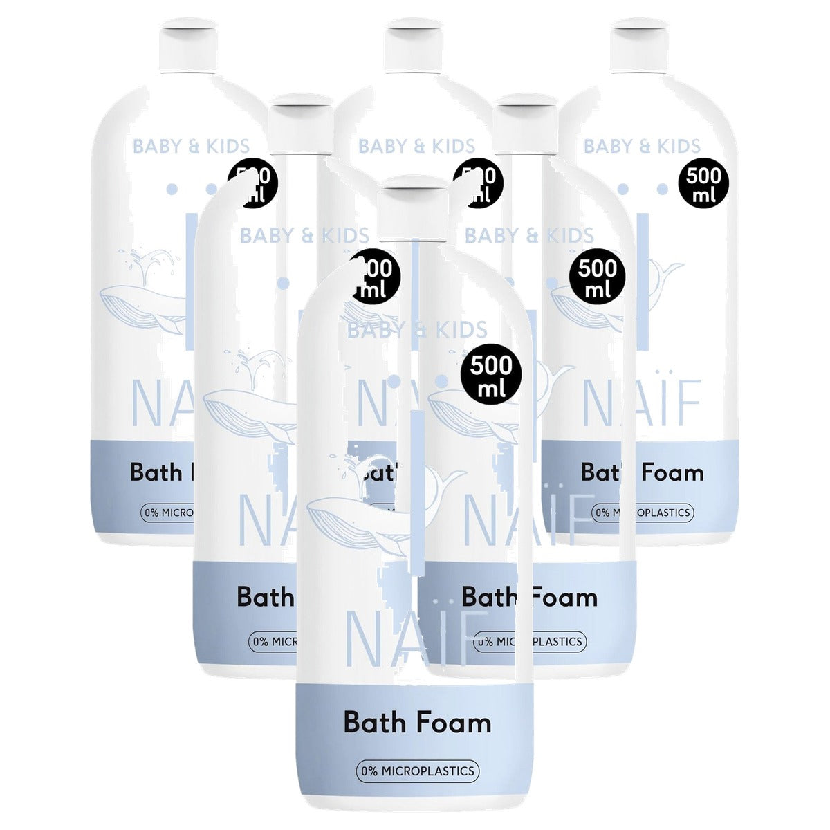 Naïf Verzorgend Badschuim met Katoenzaadolie 6 x 500 ml - Voordeelverpakking