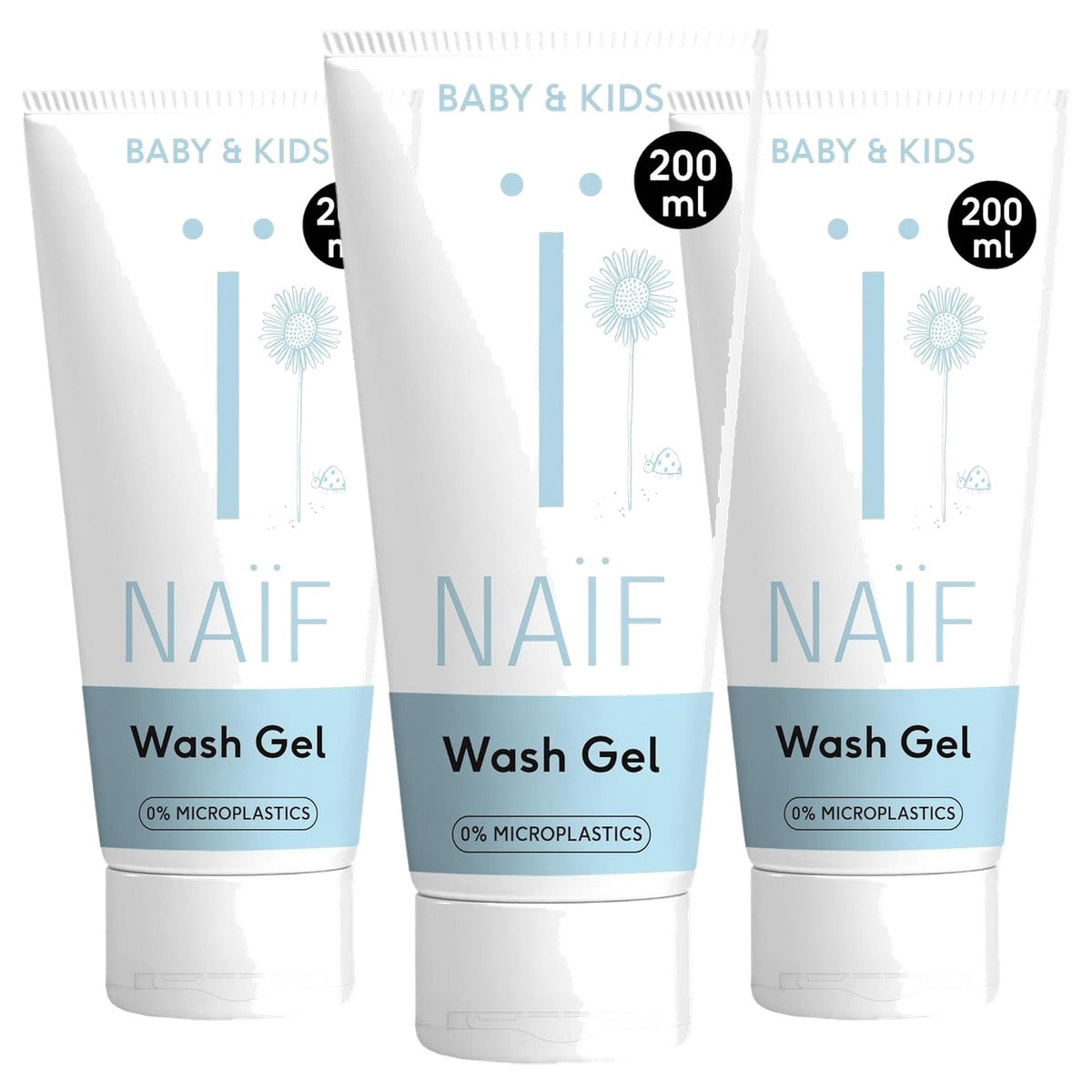 Naïf Verzorgende Wasgel Baby & Kind 3 x 200 ml - Voordeelverpakking