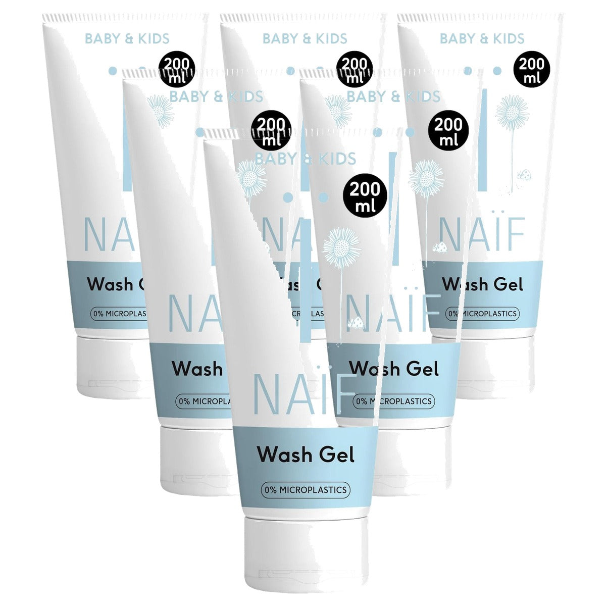 Naïf Verzorgende Wasgel Baby & Kind 6 x 200 ml - Voordeelverpakking