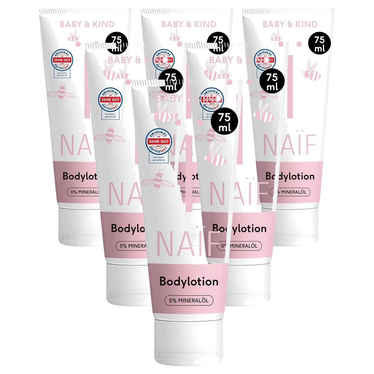 Naïf Voedende Bodylotion Baby & Kind 6 x 75 ml - Voordeelverpakking