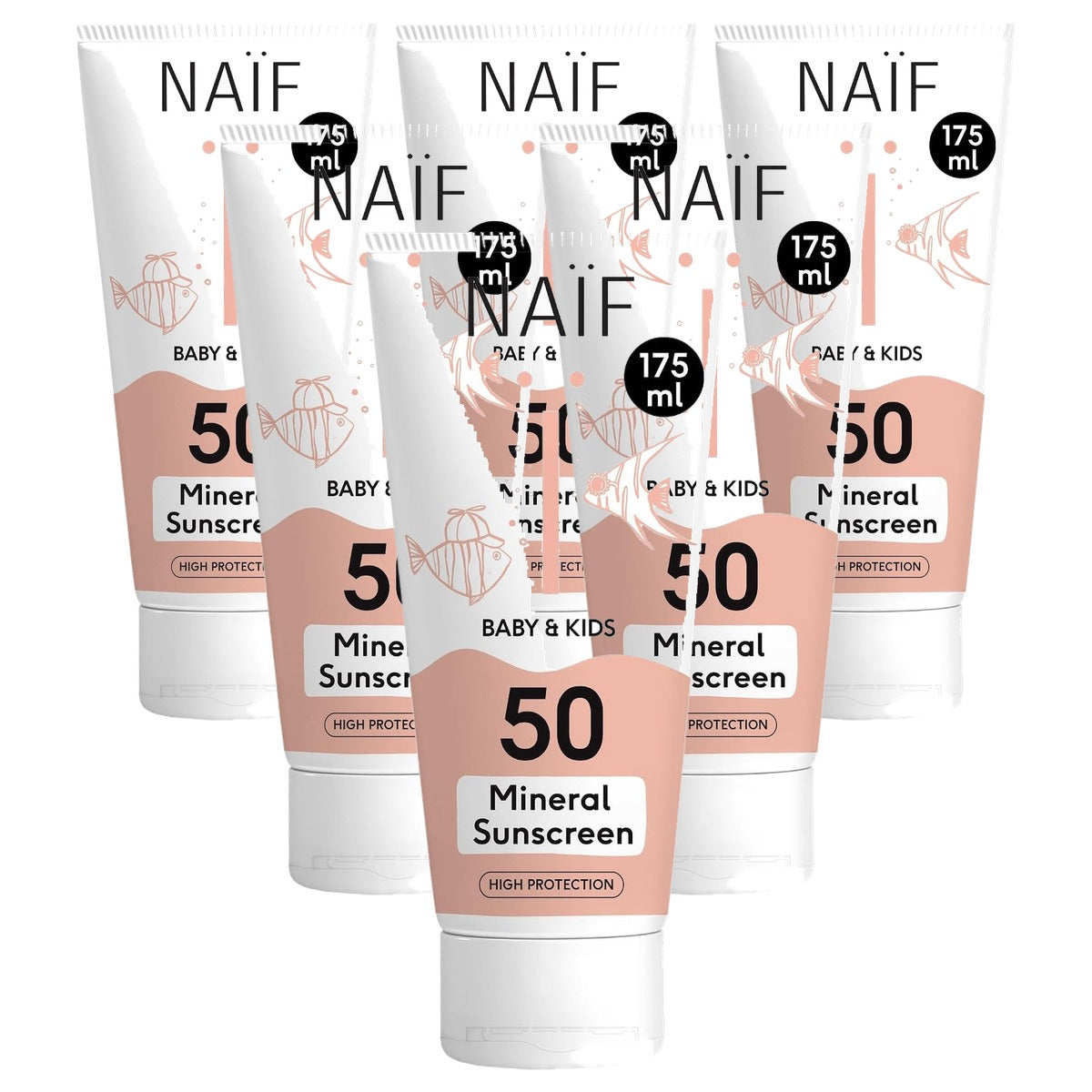 Naïf Zonnecrème Baby & Kind SPF 50 6 x 175 ml - Voordeelverpakking