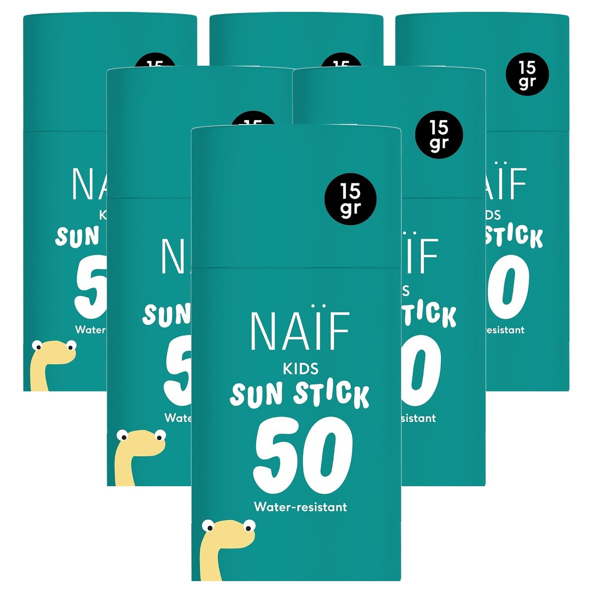 Naïf Zonweringsstick voor kinderen SPF 50 6 x 15 g - Voordeelverpakking